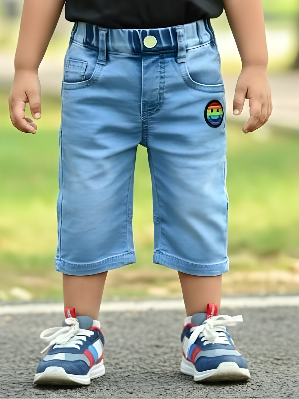 Boys Light Blue Denim Jeans with Rainbow Patch