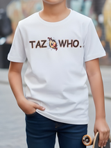 Boys "TAZ WHO." Looney Tunes Graphic Print White T-Shirt