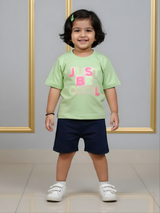 Girls Mint Green "Just Be Cool" Smiley Graphic Tee