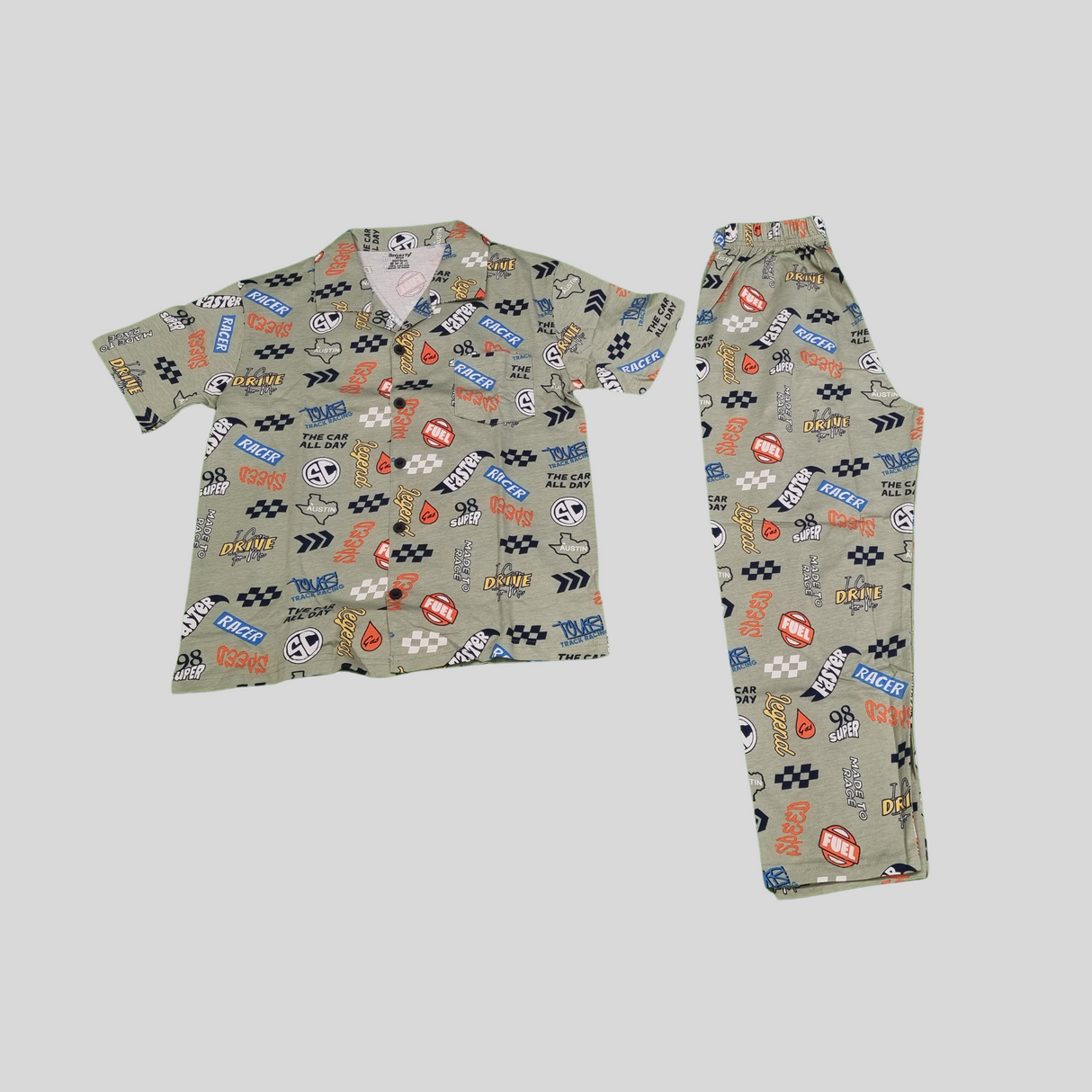 Boys' Race Car Print Smarty Night Suit – Soft, Stylish & Speed-Inspired
