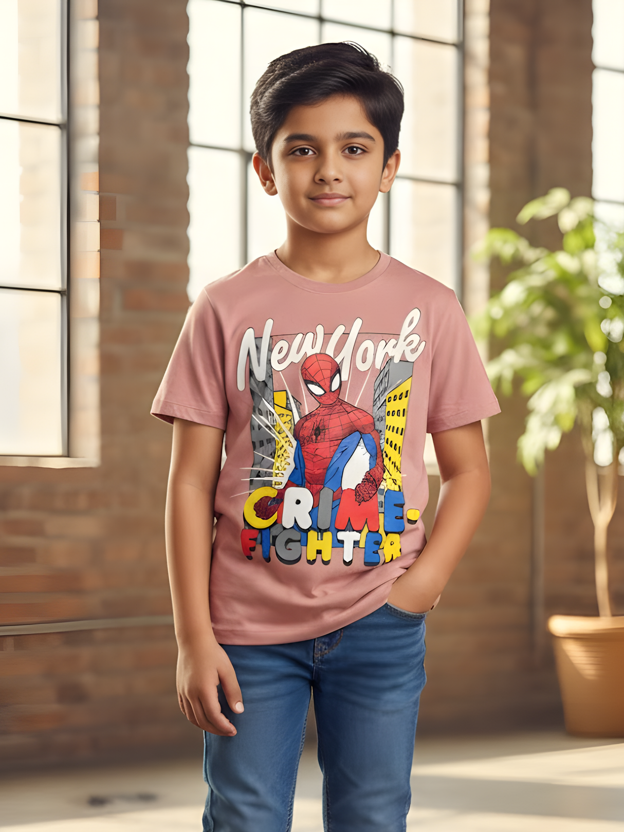 Boys' "Crime Fighter" Graphic Tee - Peach