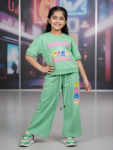 Girls Green Smiley Graphic Co-ord Set