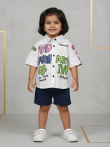 Girls White "Artive" Graffiti Graphic Button-Down Shirt