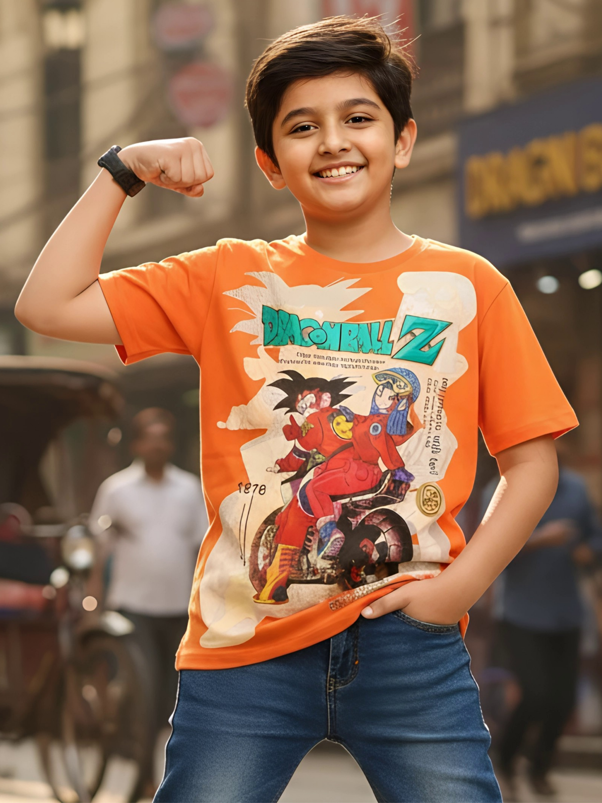 Boys' Orange Dragon Ball Z Graphic Print Cotton T-Shirt