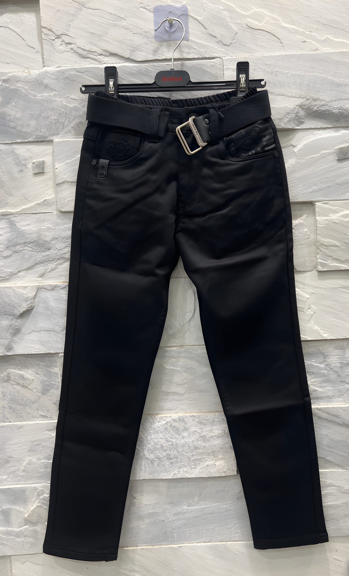 Boys’ Slim Fit Black Pants with Belt – Stylish Casual Wear