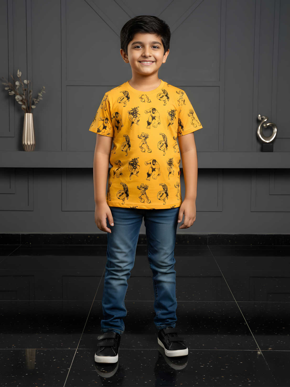 Boys' Gold Marvel Avengers All-Over Action Print T-Shirt