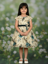 Girls Casual Printed Cotton Frocks - Green