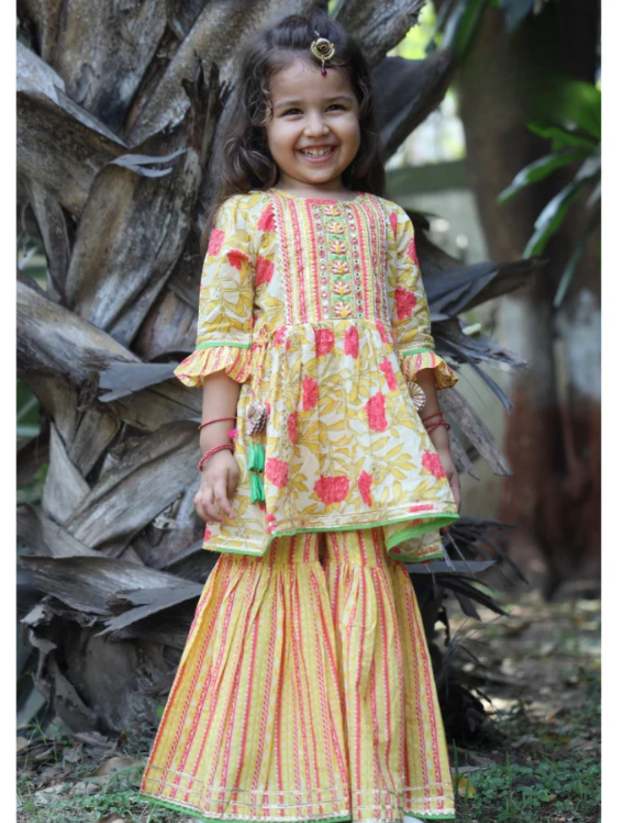 Girls Traditional 3/4th Sleeves Sharara Set