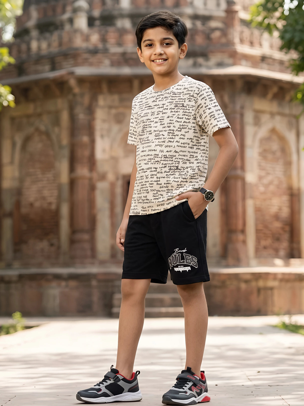 Boys' Urban Script Graffiti Coordinate Set - Cream