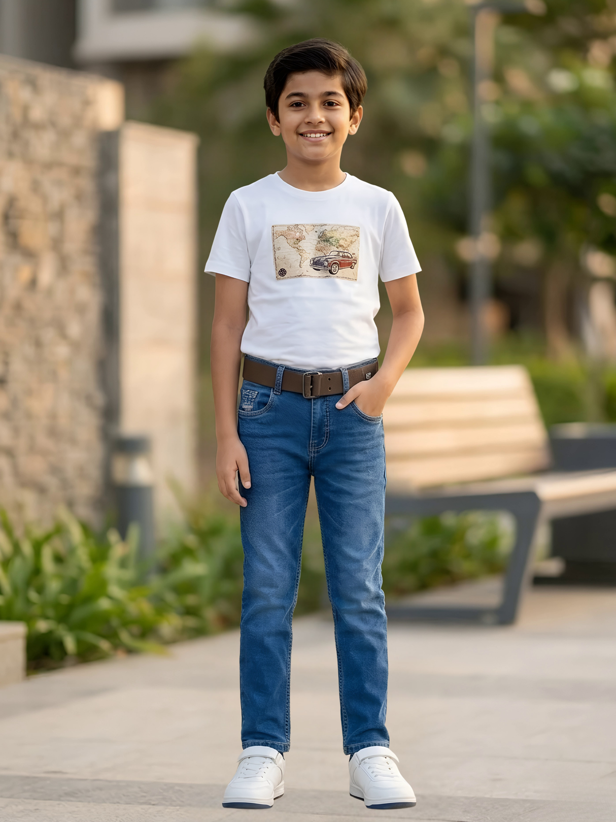 Boys' Classic Slim-Fit Blue Denim Jeans