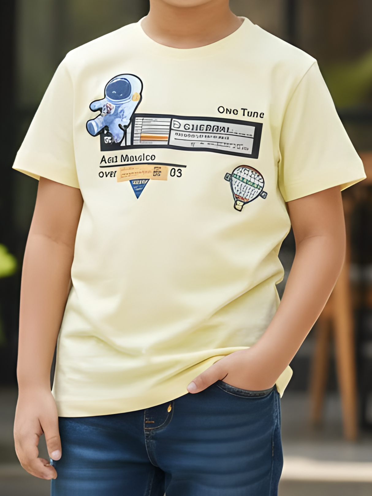 Boys' "One Tour" Astronaut Graphic T-Shirt - Solar Yellow