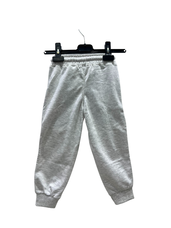 Boys Off-White Jogger Pants with Navy Drawstring and Zippered Pockets