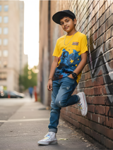 Boys' Marvel Captain America Graphic Tee - Vibrant Yellow