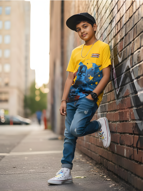 Boys' Marvel Captain America Graphic Tee - Vibrant Yellow