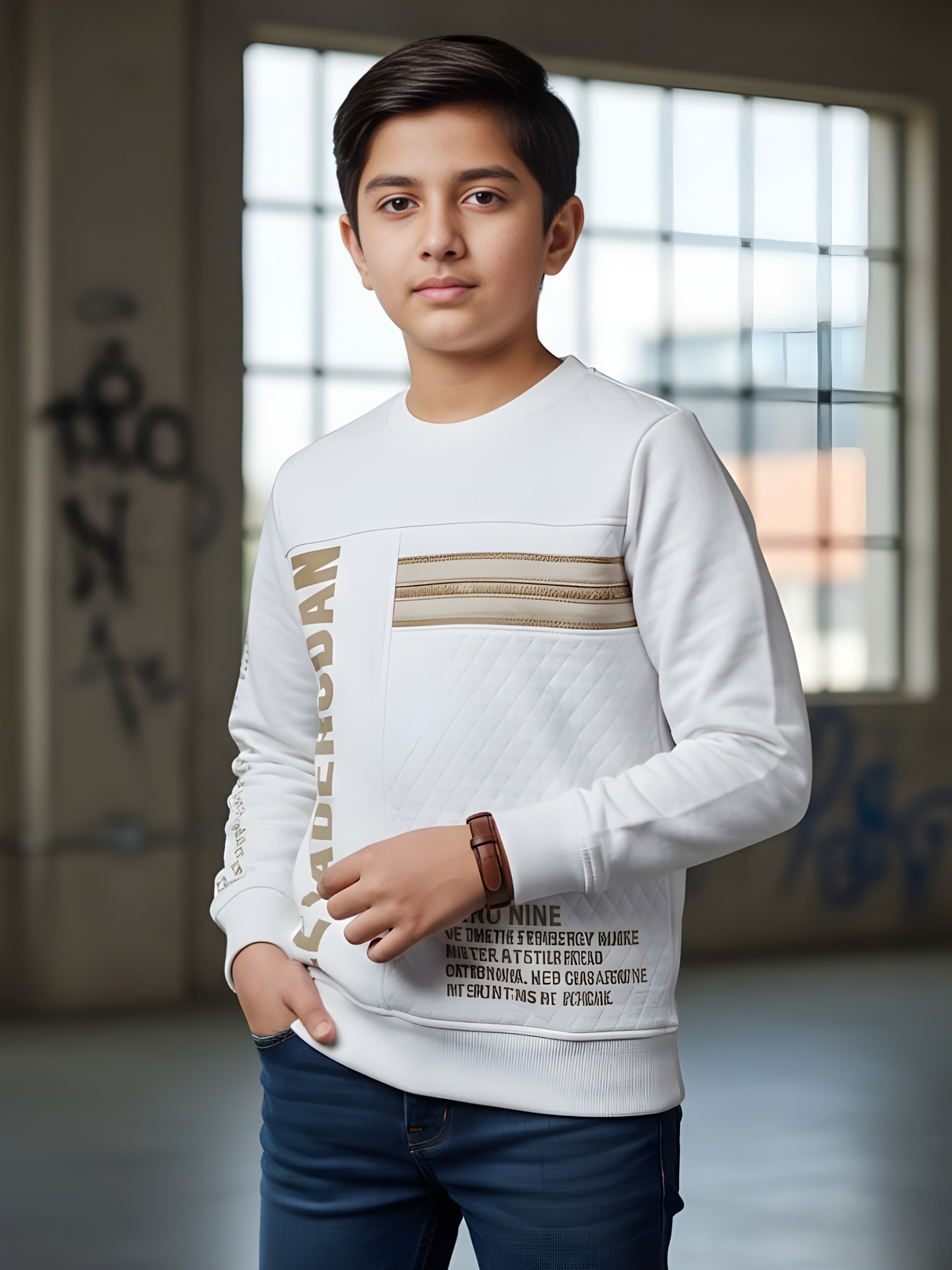 Boys' Ombré White 'LE-ADERUDAN' Graphic Tee