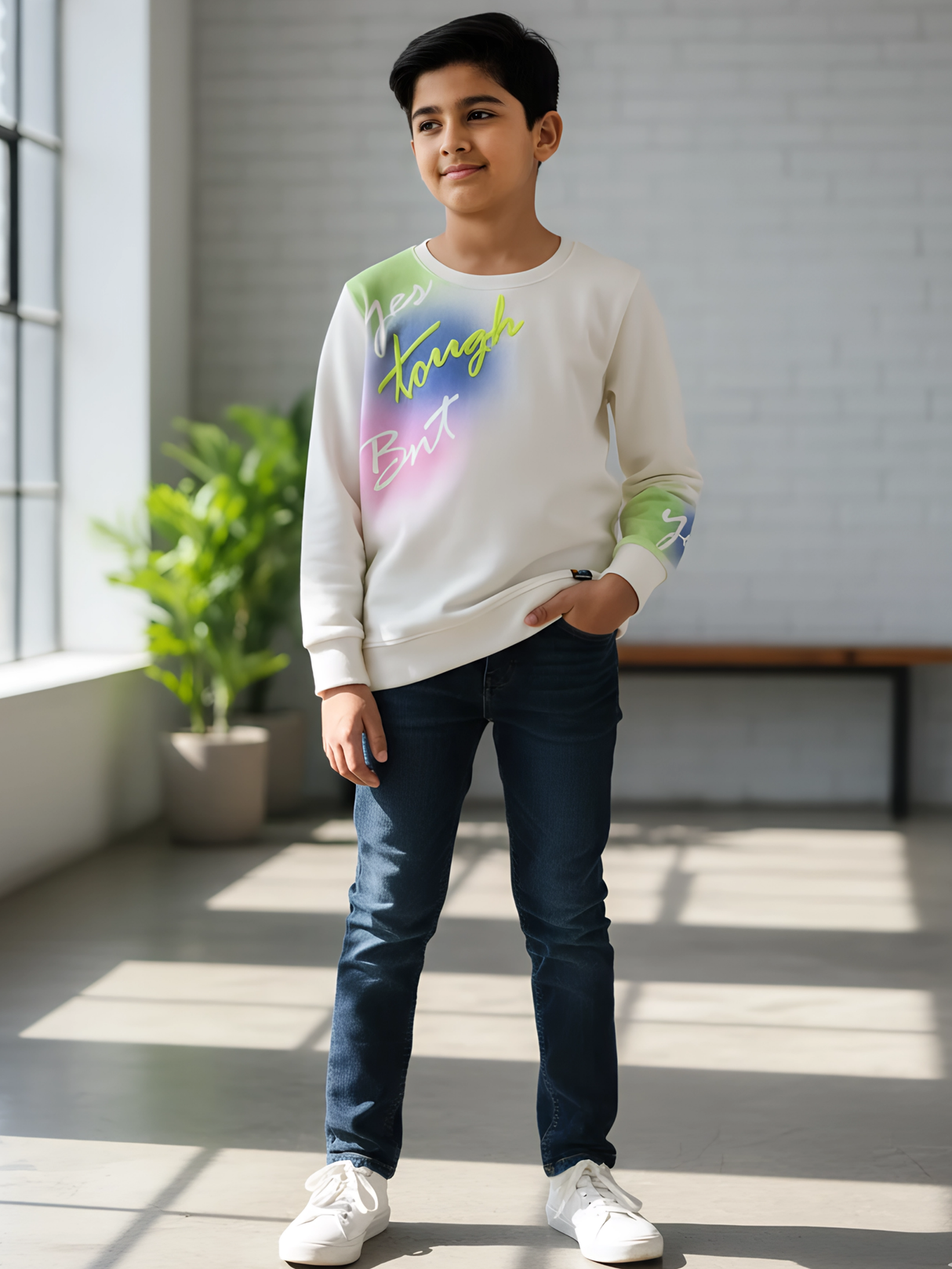 Pink Panther "Yes Tough But" Comic Strip Graphic Sweatshirt