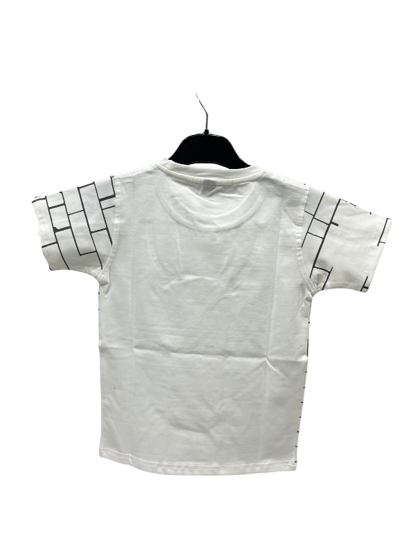 Kids' Graffiti Graphic T-shirt – White with Street Art Style Print