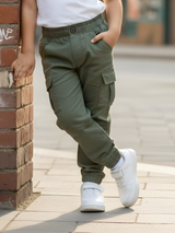 Boys' Comfort-Fit Active Trackpants - Olive Green