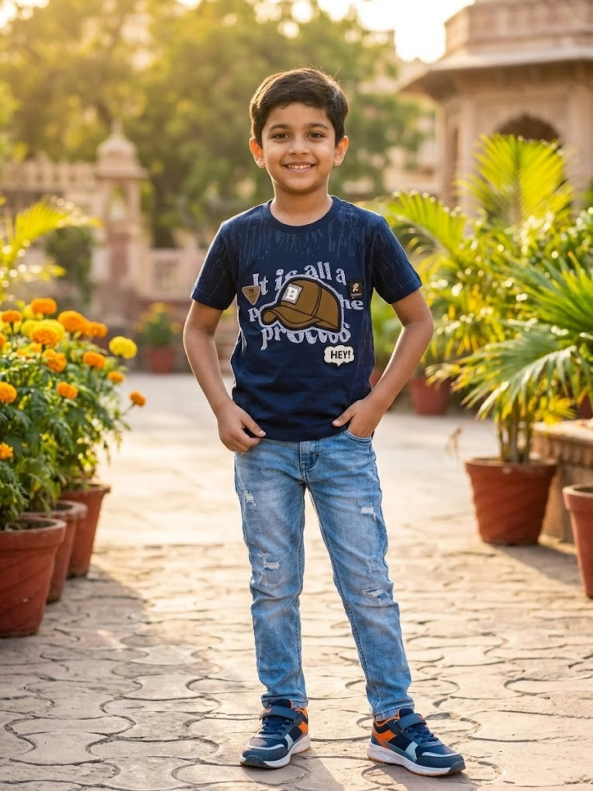 Boys Blue Graphic Cotton T-Shirt - Casual Comfort Wear