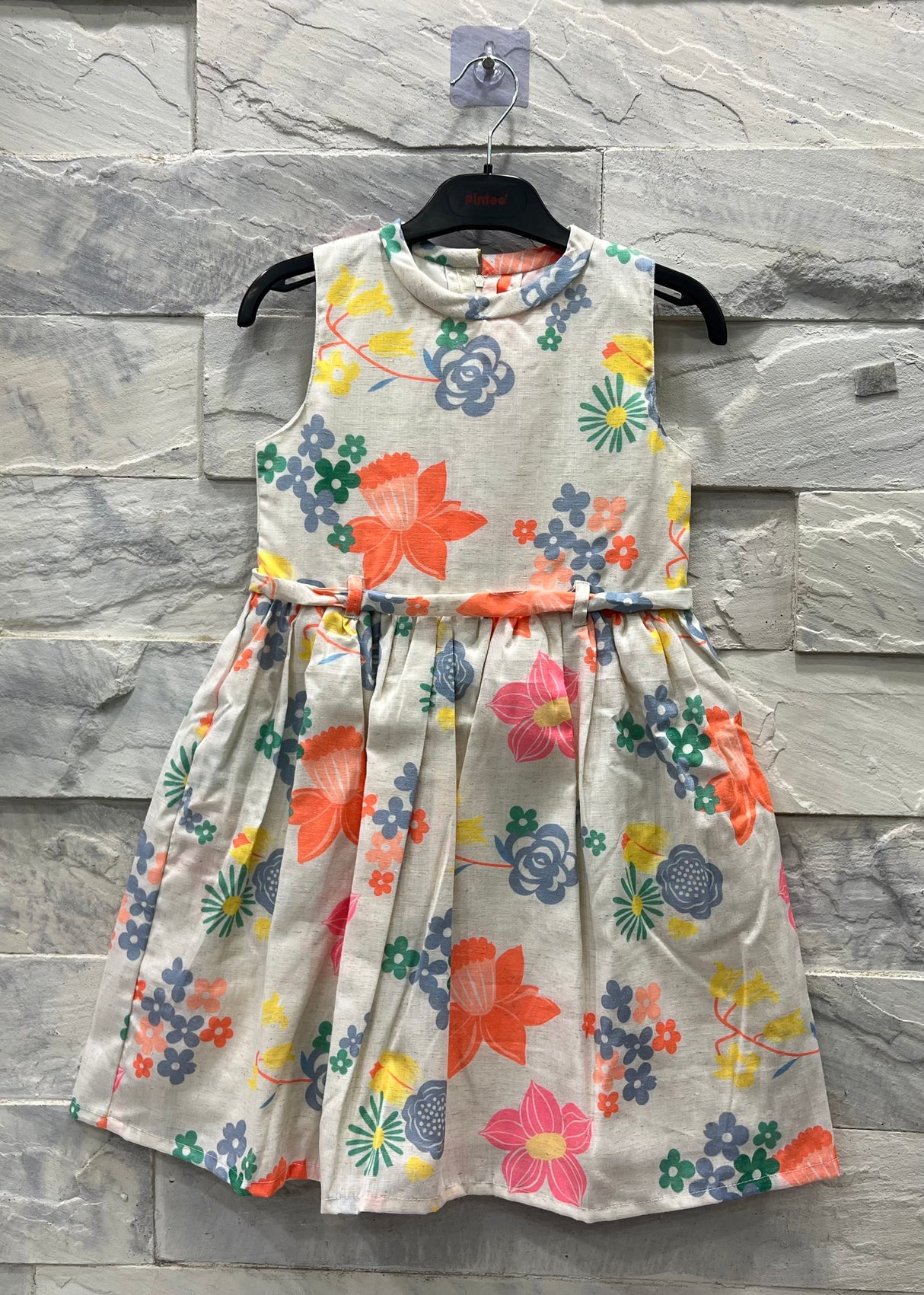 Girls Sleeveless Floral Cotton Dress – Summer Casual Wear