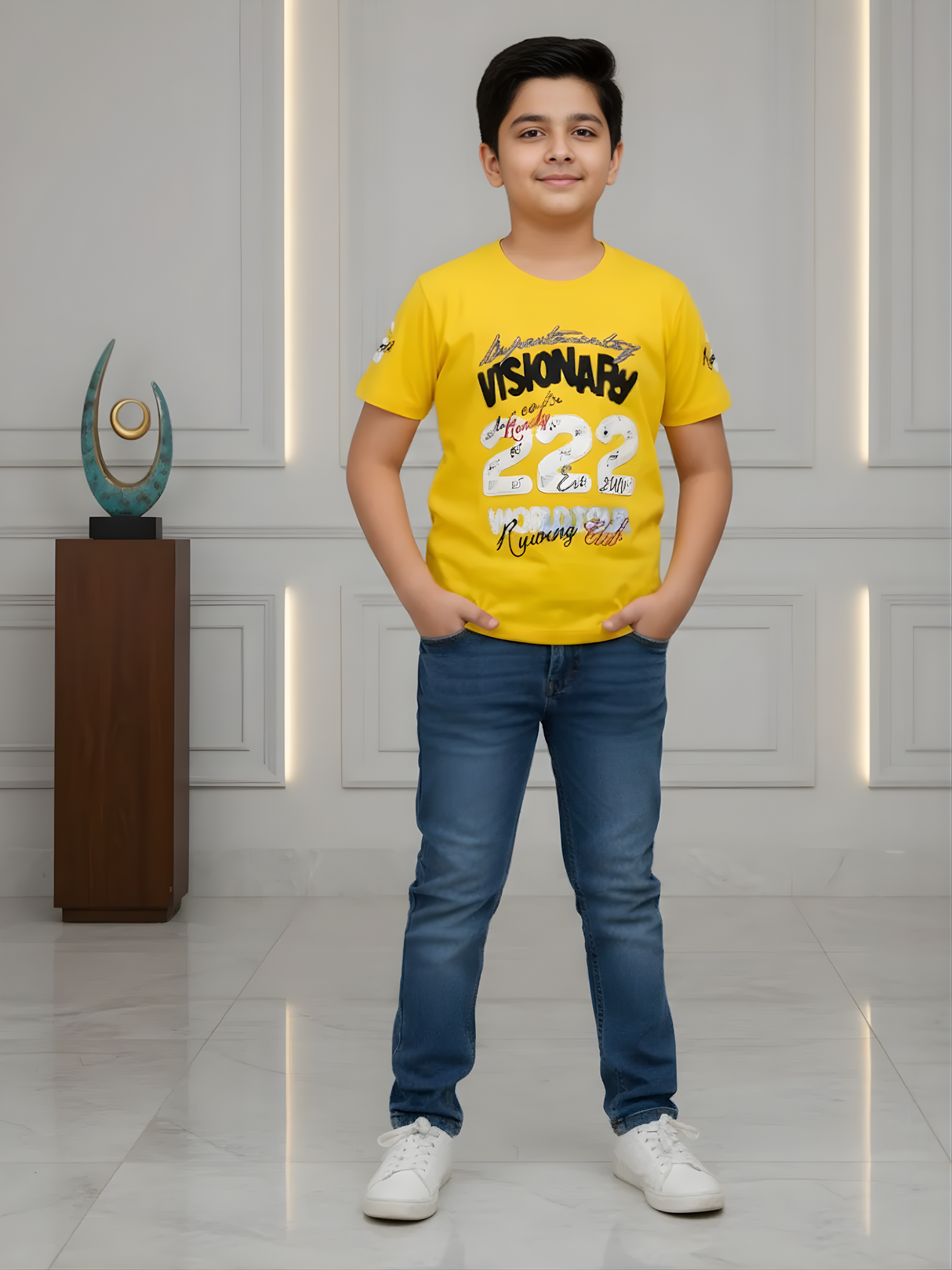 Boys' Yellow "VISIONARY" Multi-Graphic T-Shirt