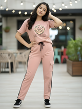 Girls Peach 'Happiness' Graphic Cargo Co-ord Set