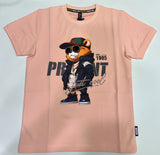 Kids Peach Cool Bear Graphic T-Shirt