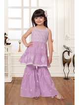 Girls Traditional Sleeves Less Long Choli - Pink