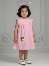 Sweet Pink Mandarin Collar Frock