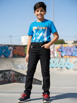 Boys' Black Slim-Fit Jeans with Utility Buckle Belt