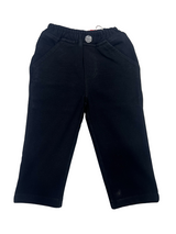 Boys Black Cotton Slim Fit Pants with Elastic Waist