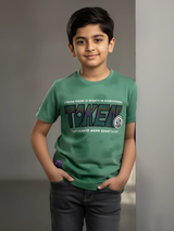 Kids' 'Token' Statement Graphic T-Shirt - Dual-Tone Green Tie-Dye.