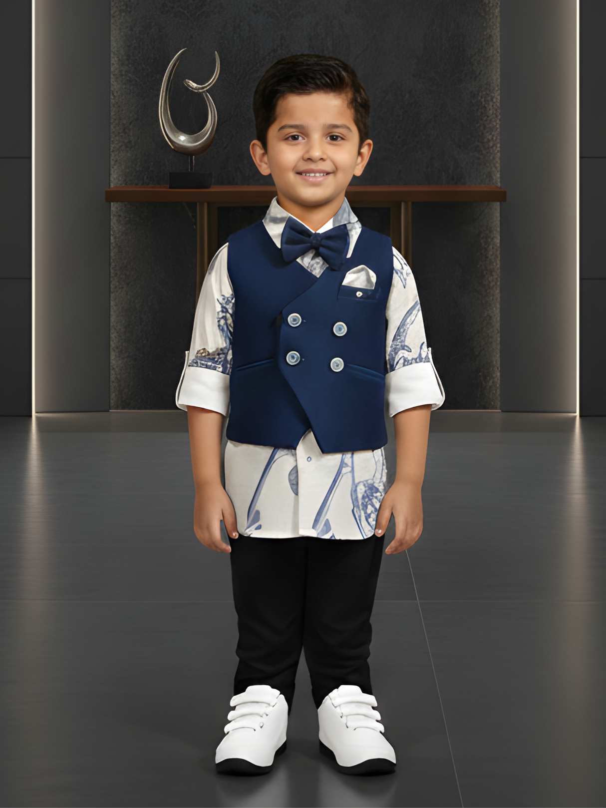 Boys' Navy Blue and White Striped Formal Blazer Suit