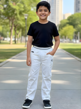 Boys' Pristine White Comfort-Waist Trousers