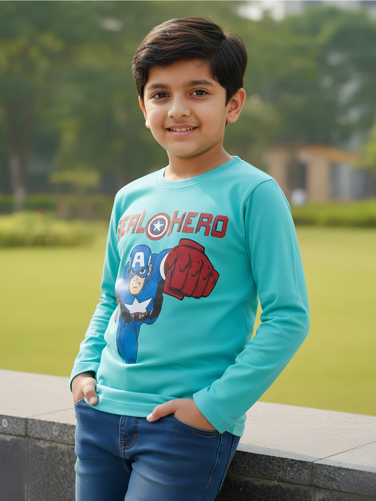Marvel Captain America "Real Hero" Boys' Long Sleeve Graphic T-Shirt
