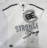 Kids White Polo T-Shirt – “Be Stronger” Graphic