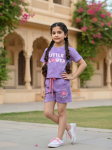 Girls Purple Cotton "Little Flower" Coordinate Set