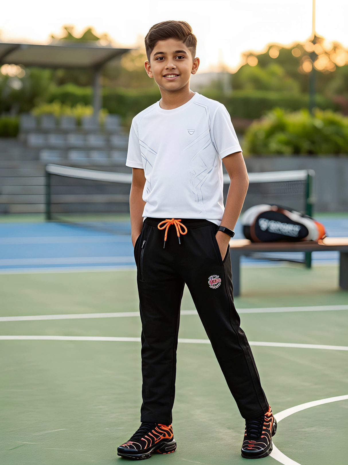Boys' Athletic Performance Track Pants - Black.