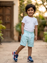 Boys' Light Blue Textured Drawstring Shorts - Summer Essentials