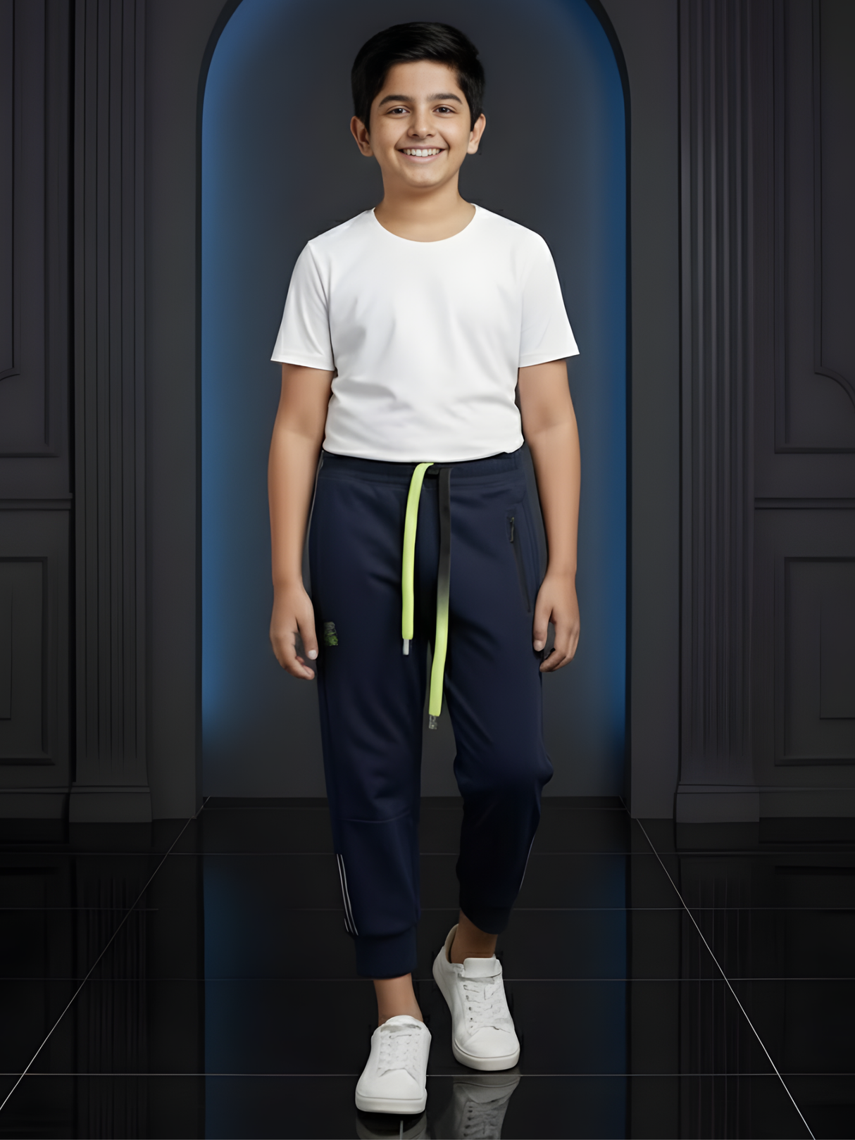 Boys' Blue Multi-Pocket Tactical Track Pants