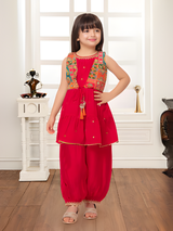 Girls Traditional Half Sleeves Plazo Set - Rani.