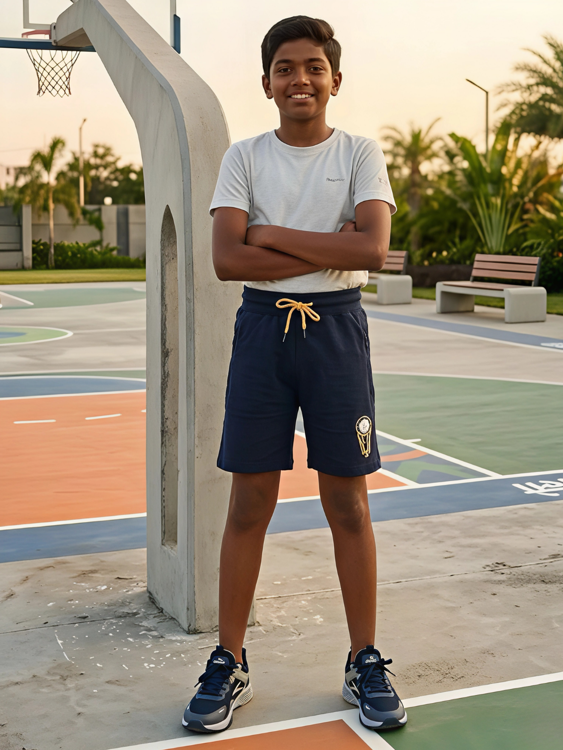 Boys' Sporty Navy Blue Drawstring Shorts