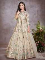 Girls' Multi-Color Rajasthani Print Crop Top Lehenga Choli Set