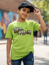 Looney Tunes Taz Mania Logo Kids' Lime Green T-Shirt.