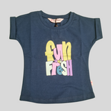 Girls' Graphic T-Shirt – “Fun & Fresh” Bold Color Block Print - Blue