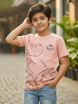 Pink Humble Printed Kids T-Shirt – Comfortable Cotton Tee for Boys