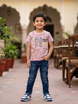 Boys Peach Tie-Dye Graphic Print T-Shirt