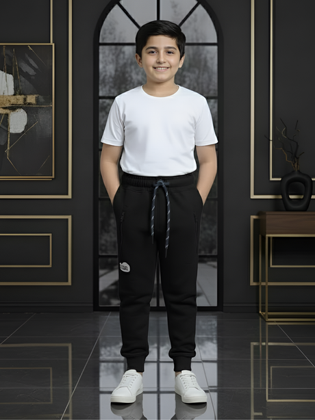 Boys' Black Multi-Pocket Tactical Utility Track Pants