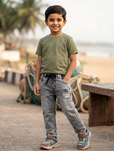 Boys' Urban Dark Grey Washed Slim-Fit Jeans