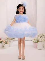 Girls Party Heavy Western Gown With Work - Blue